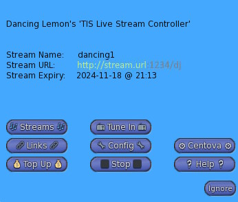 TIS Live Stream Menu